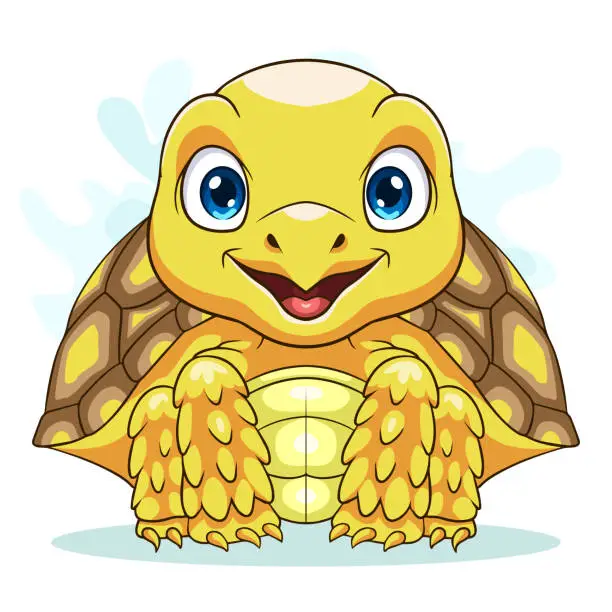 Vector illustration of Cartoon cute sulcata turtle on white background