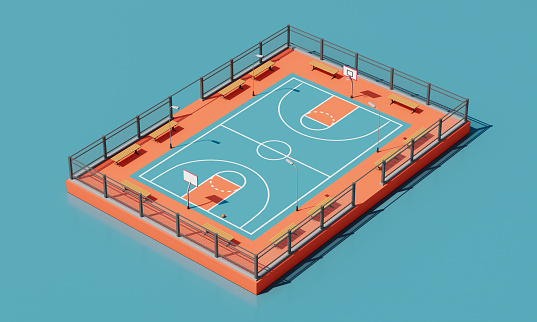Basketball Court Isometric. 3D Rendering