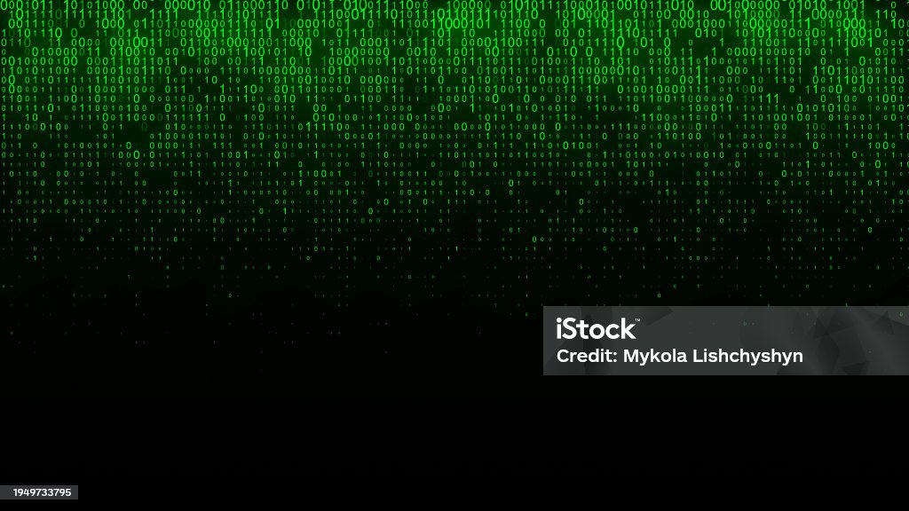 Technology Binary Code Random Falling Digits On Screen Hacked Software ...