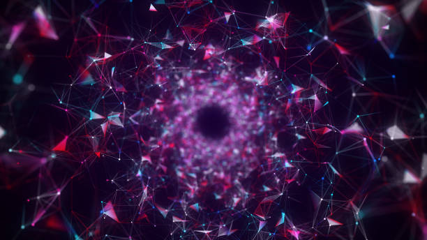 istock Abstract wireframe tunnel. Black wormhole. 3D portal grid. Futuristic fantasy funnel. 3d rendering. 1949736052