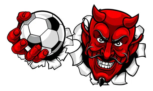 Vector illustration of Devil Soccer Football Ball Sports Mascot Cartoon