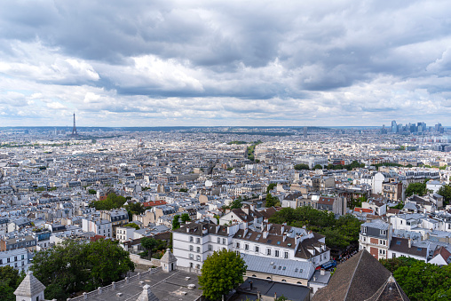 Arc de Triomphe in Paris France, Aerial view