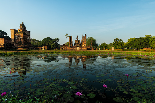 Wat Mahathat, view of Stupa in Sukhothai temple