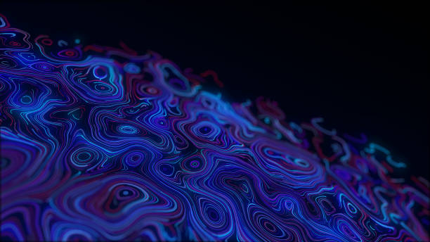 istock Colors wave with motion dots. Abstract digital background. Concept connection big data. Futuristic technology backdrop. 3D rendering. 1949795027