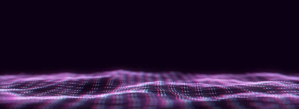 istock Colors wave with motion dots and lines. Abstract digital glitch background. Concept connection big data. Futuristic technology backdrop. 3D rendering. 1949797780