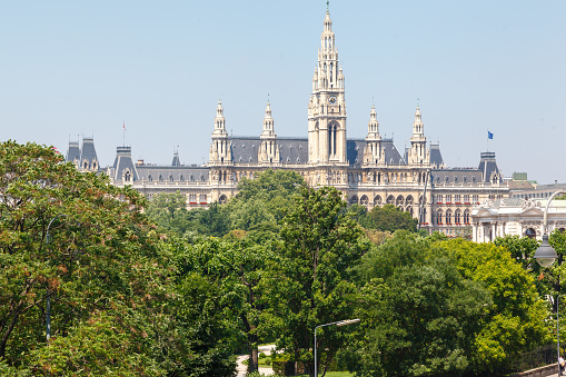 The ornate Rathaus (mayor house) of Vienna, Austria