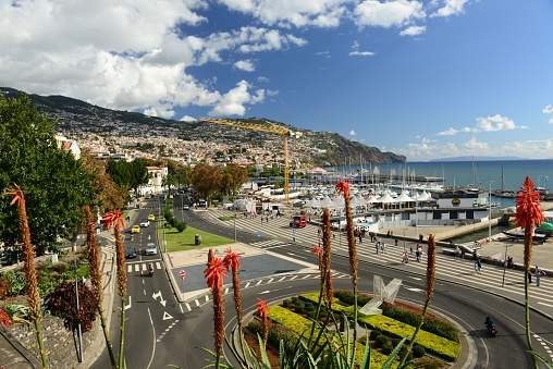 The cities main esplanade promenade waterfront and harbor.