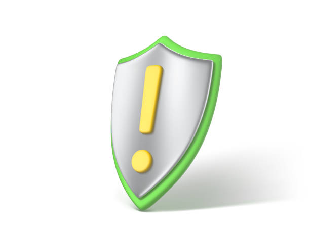 istock 3D shield with exclamation mark. Protection warning illustration. Alert icon. Safety and insurance symbol. Vector 3d Illustration 1949859194