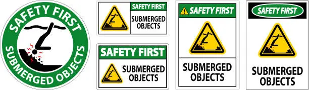 Vector illustration of Water Safety First Sign - Submerged Objects