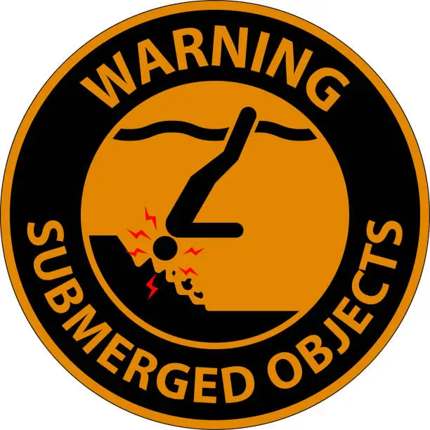 Vector illustration of Water Safety Sign Warning - Submerged Objects