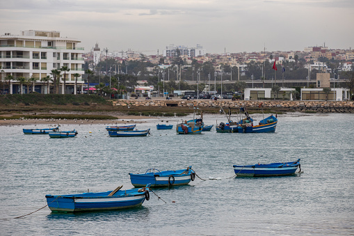 This photo shows a fisherboat in the harbour of Rabat, Morocco.