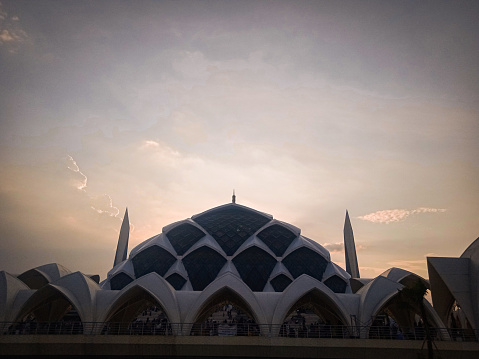 view of the twilight sky at the Al-Jabbar Grand Mosque in Bandung