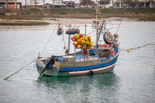 This photo shows a fisherboat in the harbour of Rabat, Morocco.