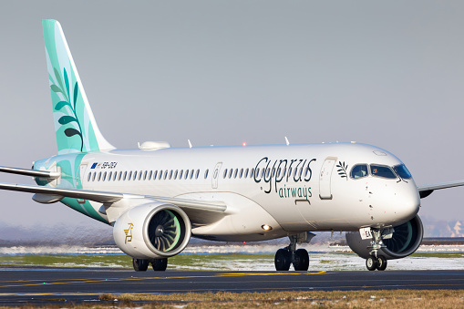 Cyprus Airways first Airbus A220-300 taxiing at Paris Charles de Gaulle