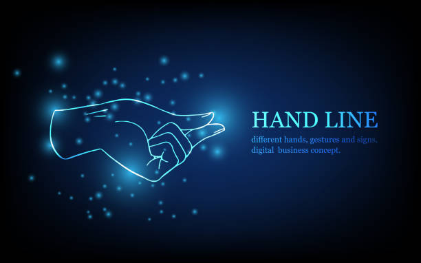 istock Human hand line, different hands, gestures and signs, digital business concept, futuristic digital innovation background vector illustration. 1949917283