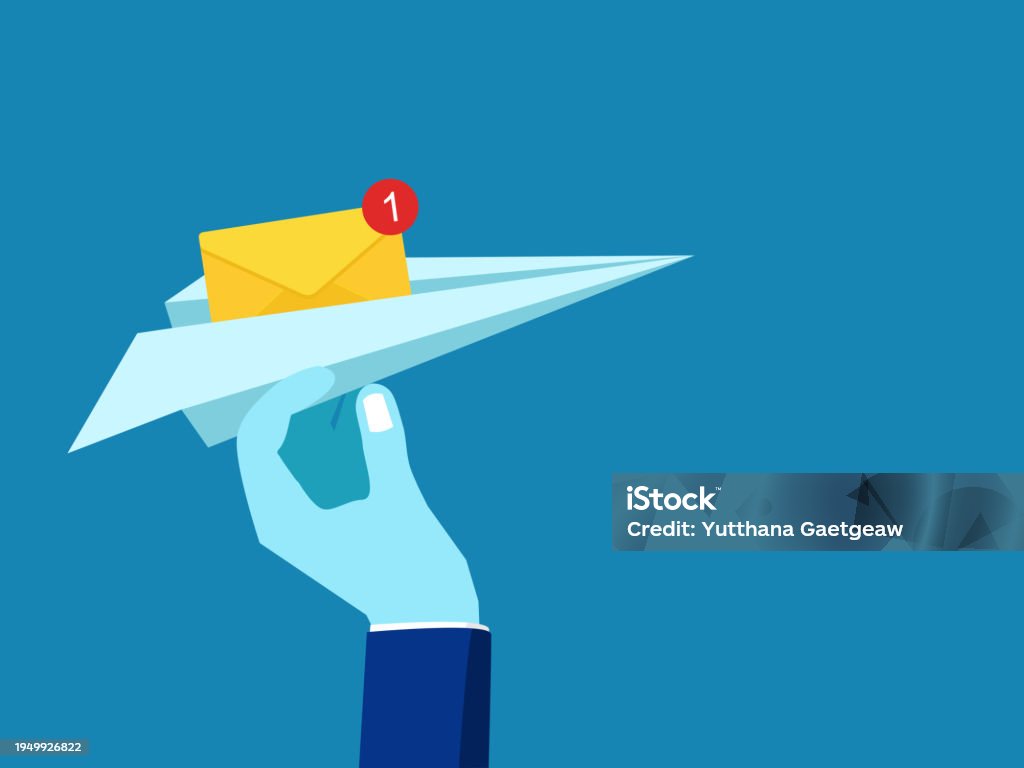 Plane Writing Message Warning Messages Sending Information Hand Holding An Envelope On A ...