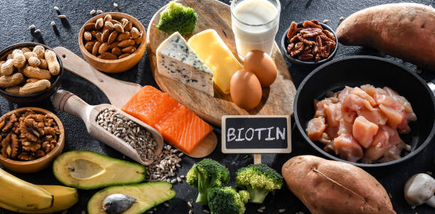 istock Composition with food products rich in biotin 1949947245