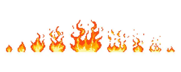 Vector illustration of pixel fire 7