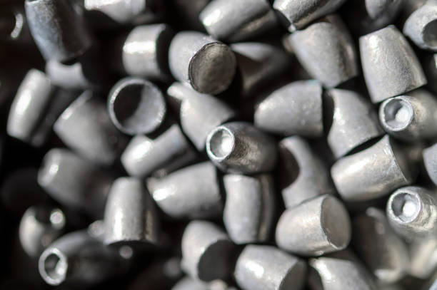 Numerous airgun lead pellets background,slugs