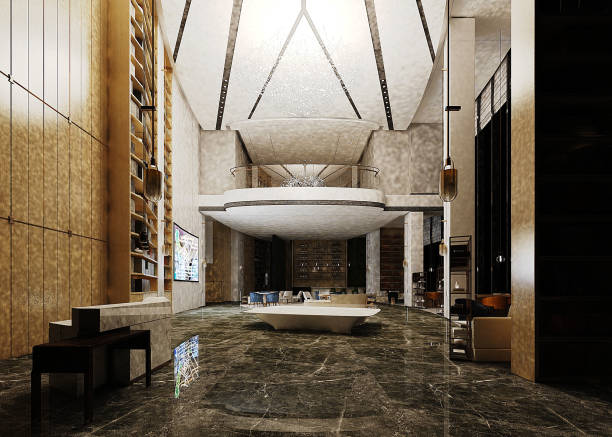istock 3d render luxury hotel lobby entrance 1949977944