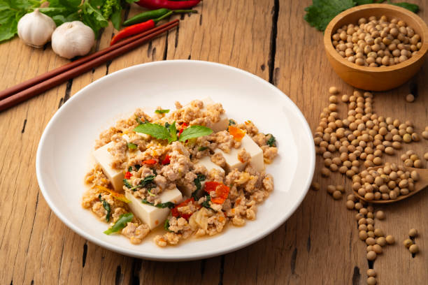 istock Stir fried basil with minced pork and soft tofu soy bean curd 1949990754
