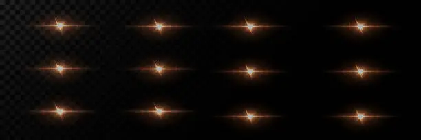 Vector illustration of Flashing lights. Collection of light effects and highlights.