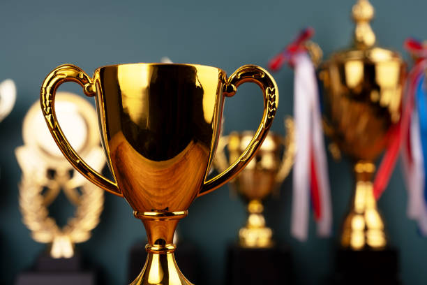 istock Close up of gold trophy 1950017541