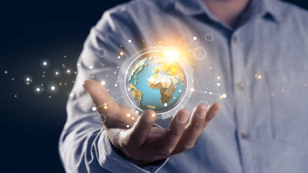 istock Energy saving concept .Earth at night was holding in human hands. Earth day. 1950028548