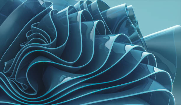 istock 3d rendering of blue abstract layered crystal glass background. futuristic tech background. 1950071065