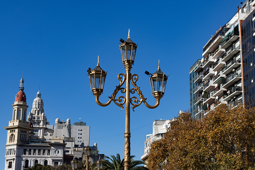 Nice, France - March 26 2019: Clock tower of the Massena high school in the city center. Originally the building was the Convent of the Augustins Déchaux, built in 1623, opposite the Pont-Vieux.\