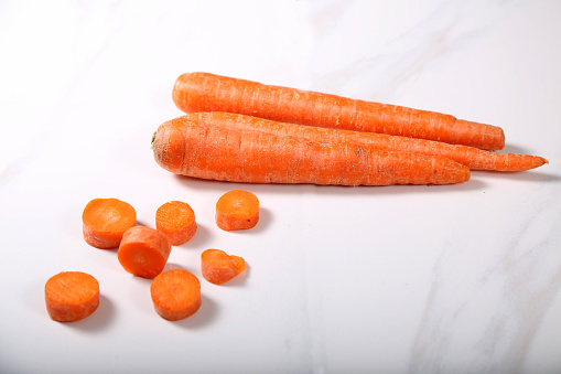 Studio shot of organic carrots