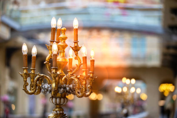 Candelabrum modern lamp in vintage antique style. Retro design.