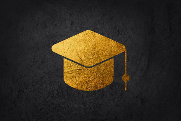 Graduation Cap Trophy Trophy - Colored Background - 3D Rendering