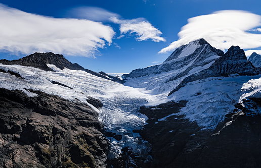 Aerial of Grindelwald Glacier, Switzerland