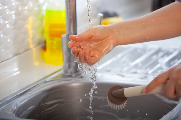 istock Woman is cleaning the kitchen brush. 1950209771