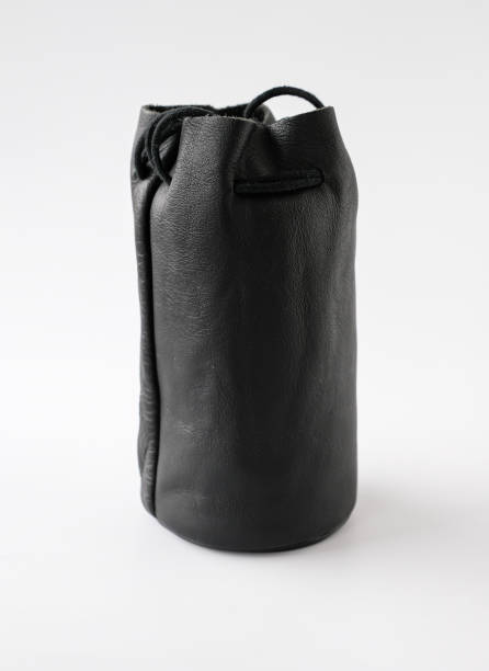 istock Cylindrical leather storage bag. Camera lens pouch. 1950216192