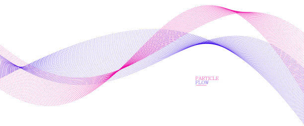 tranquil vector abstract background with wave of flowing particles, easy and soft smooth curve lines dots in motion, airy and relaxing illustration. - breeze stock illustrations