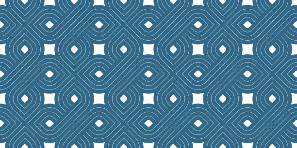 Vector illustration of Lattice geometric seamless pattern vector design, trendy retro style minimal grid tiling, monochrome net linear art.