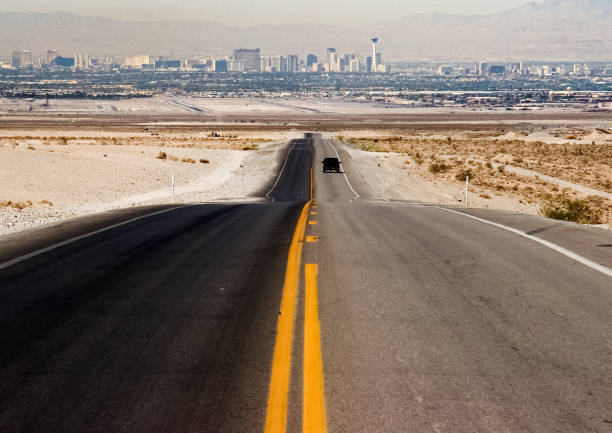 driving on the highway to Las Vegas, USA