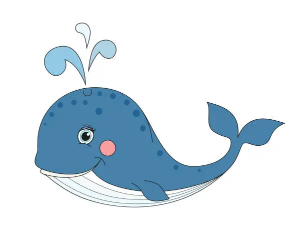 Vector illustration of Cute whale cartoon. Vector.