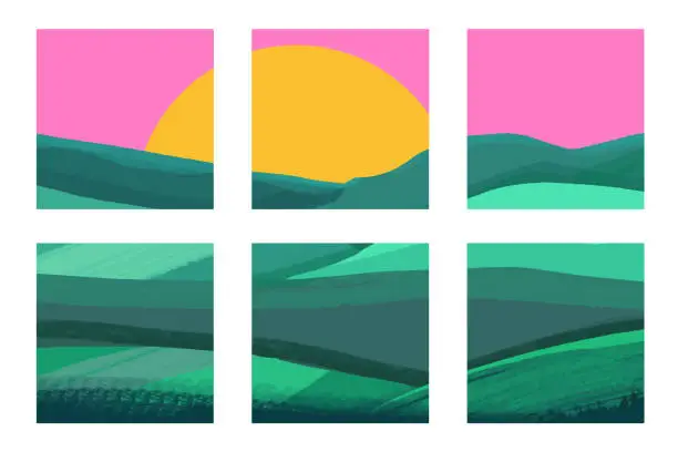 Vector illustration of Set of abstract landscape.