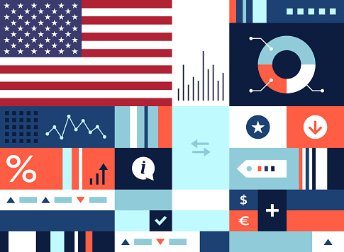 Economics heat map vector illustration for United States