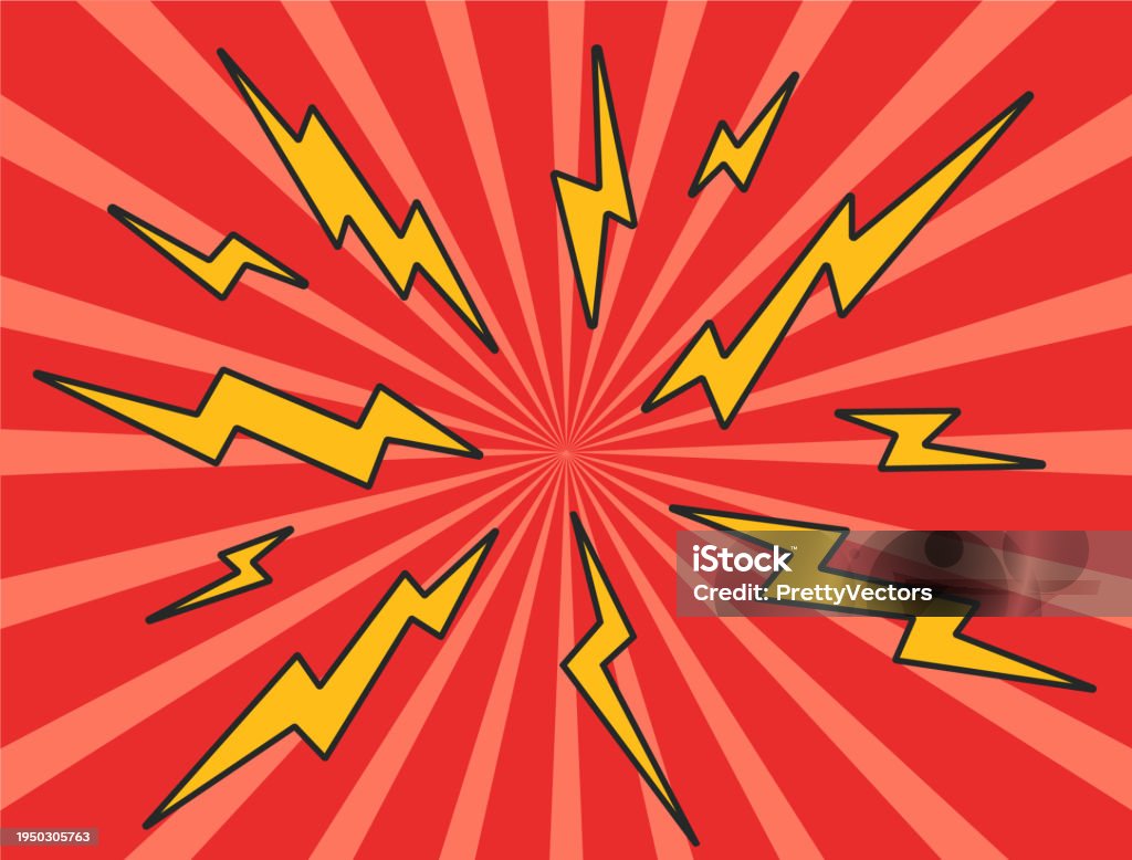 Comic Design Lightning Comic Lightning Bolt Pop Art Comic Background Abstract Concept Vector ...