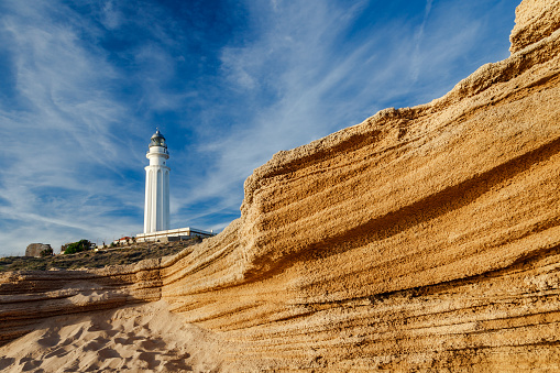 Wonderful lighthouse known as Trafalgar's lighthouse at the province of Cádiz