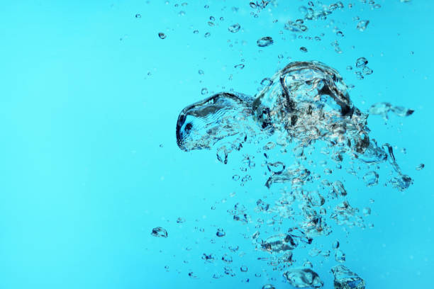 istock Many air bubbles in water on light blue background, space for text 1950389098