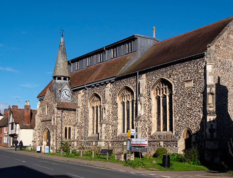 St John the Baptist church in Needham Market, Suffolk, Eastern England. St John’s is rather unusual in that it has no churchyard and no spire, having been a chapel of ease to St Mary’s church, Barking (Suffolk) until 1901. However, it is very ancient, dating to the second half of the 15th century.