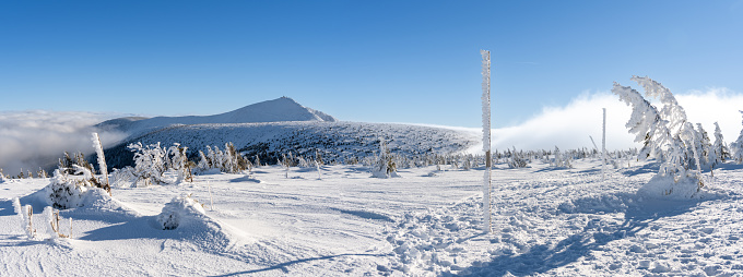 landscape of winter in Karkonosze mountains in Poland