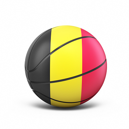 3d Render Belgium Flag Basketball Ball, object + shadow clipping path