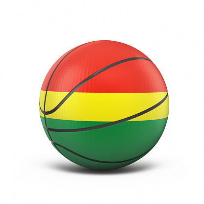 3d Render Bolivia Flag Basketball Ball, object + shadow clipping path