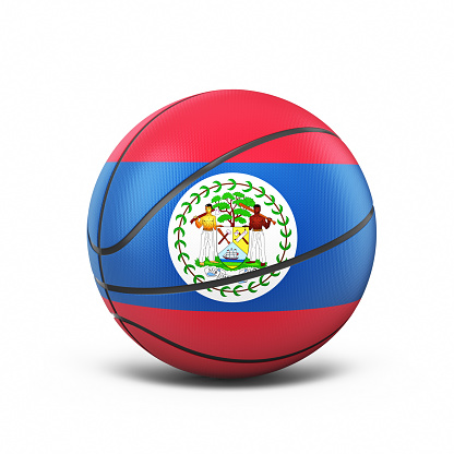 3d Render Belize Flag Basketball Ball, object + shadow clipping path